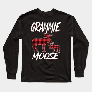 Red Plaid Grammie Moose Matching Family Pajama Christmas Gift Long Sleeve T-Shirt